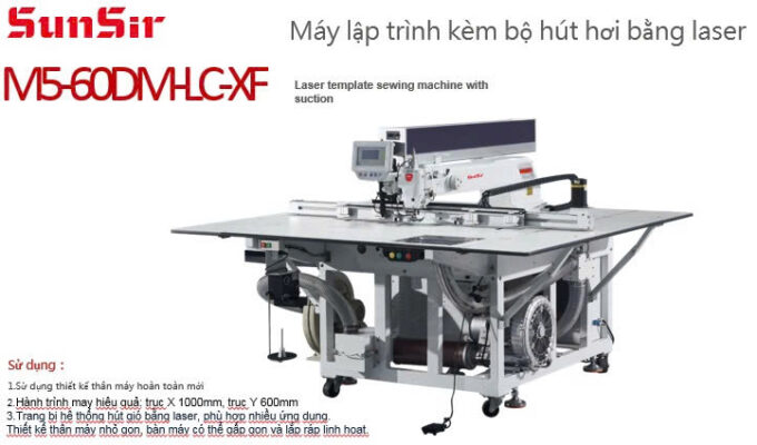 Máy may lập trình laser có hút hơi Sunsir