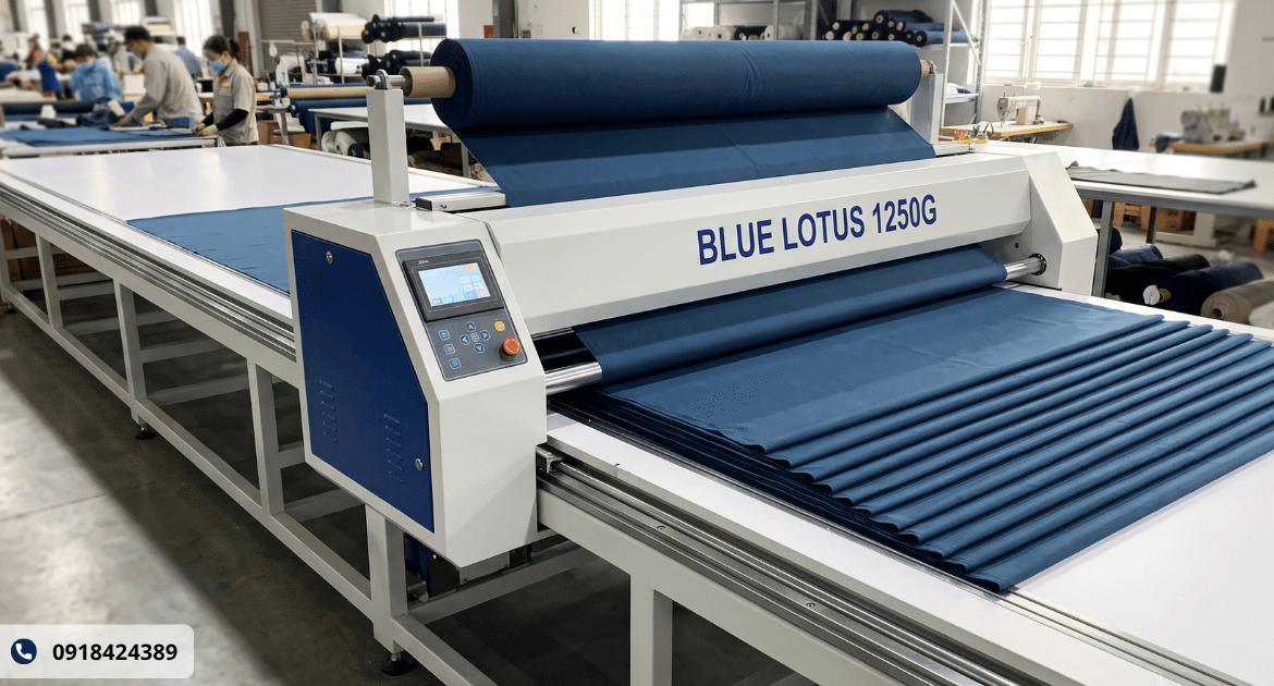 Máy trải vải blue lotus 1250g Bắc Ninh - Giải pháp hoàn vốn cực nhanh cho xưởng may 1 Khám phá máy trải vải blue lotus 1250g tại Bắc Ninh. Cấu tạo cơ điện tử hiện đại, xả vải không sức căng.